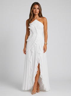 Beatriz | Pleated Halter Ruffle Maxi Dress