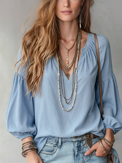 LILA — Mist Blue Blouse