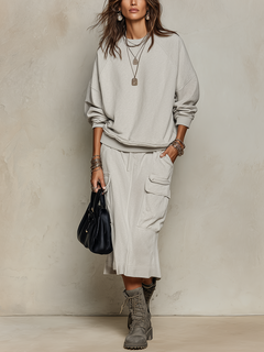 JOSIE — Oatmeal Utility Skirt Set