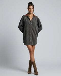 Marlowe | Loose Lapel Suede-Look Mini