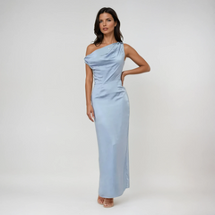 Coralie | Draped Satin Maxi Gown