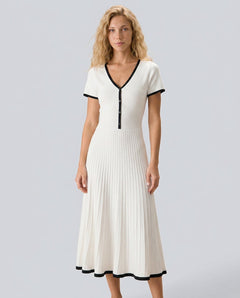 Mabel | Contrast Knit Sweater Midi Dress