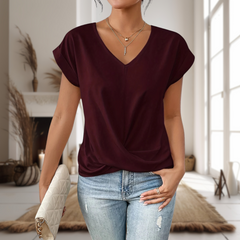 Elle | V-Neck T-Shirt with Short Sleeves for Women