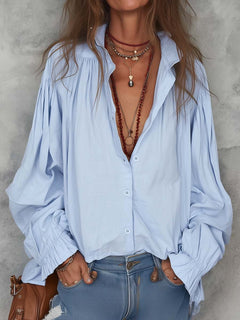 CLARA — Ruffle Cuff Cotton Blouse