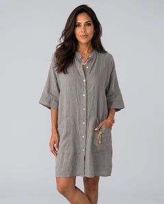 Leticia | Button Front Midi Shirt Dress with Pockets