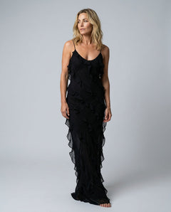 Coralie | Sleeveless Ruffle Side Slit Maxi Dress
