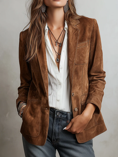 Rachel | Button-Down Suede Blazer for Women
