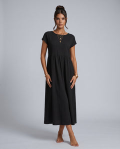 Anais | Loose Fit Round Neck Maxi Dress with Pockets
