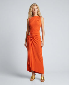 Ivy | Sleeveless Metal Detail Irregular Midi Dress