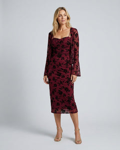 Céleste | Floral Bodycon Spaghetti Strap Midi Dress