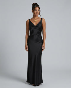 Opal | Sleeveless Cowl Neck Fitted Maxi Dress