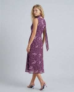 Valentina | V-Neck Floral Print Chiffon Midi Dress