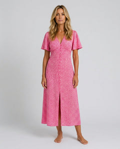 Fern | Floral Print V-Neck Midi Dress