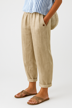 Rae | Straight Leg Linen Trousers with Side Pockets for Women