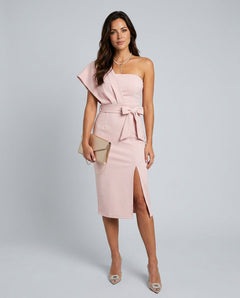Carrie | Knot-Waist Midi Pencil Dress