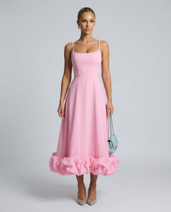 Liv | Spaghetti Strap Ruffle Midi Dress