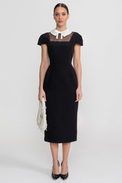 Pia | Cap Sleeve Lace Collar Midi Dress