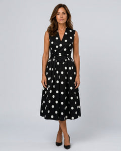 Zara | Sleeveless Polka Dot Belted Midi Dress