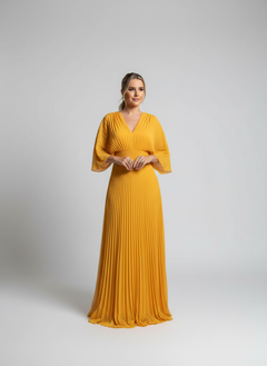 Celeste | Maxi with Pleated Skirt & Wide Sleeves