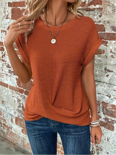 Pearl | Waffle Knit Short Sleeve Top for Women