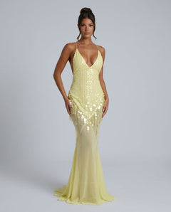 Goldie | V-Neck Sequin Crisscross-Back Maxi Dress