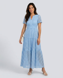 Mira | V-Neck Short Sleeve Tiered Midi Dress
