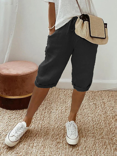 Cora | Linen Cropped Bermuda Shorts with Drawstring for Women