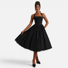 Ruby | Halter Neck Corset Backless Fit & Flare Midi Dress