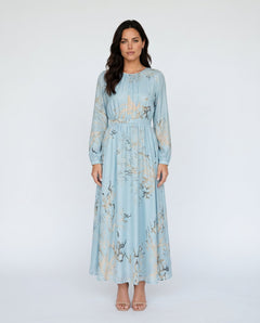 Saskia | Abstract Print Satin-Look Maxi Dress