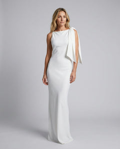 Nina | Off-White Knot Detail Maxi Dress