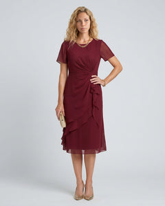 Eira | Short Sleeve Layered Hem Midi Dress