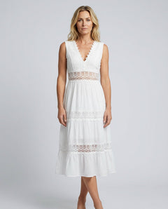 Adèle | Midi Lace V-Neck Summer Dress