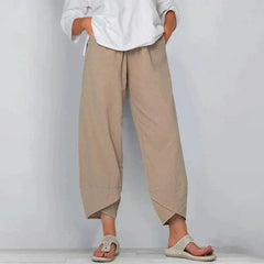 Penelope | Linen Cropped Wide Leg Trousers for Women