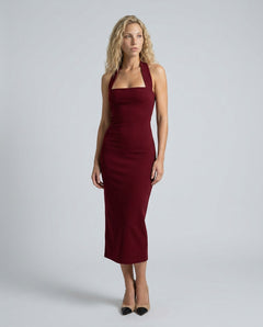 Antonella | Halter Neck Fitted Midi Dress