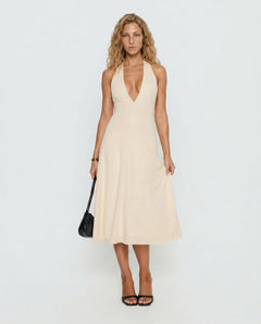 Morganne | Halter Plunge Midi Dress