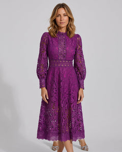 Mia | Long Sleeve Lace Midi Dress