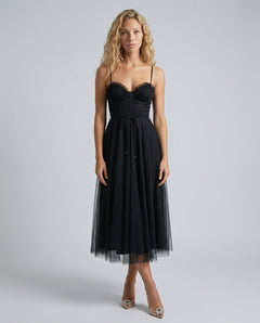 Celeste | Corset Tulle Midi Dress