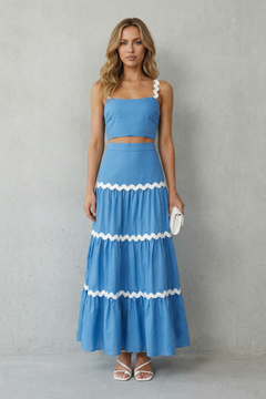 Marivelle | Wave Trim Sleeveless Maxi Skirt Set