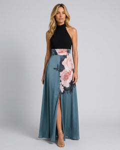 Scarlett | Halter Bodice Floral Maxi Dress