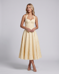 Kate | Midi Dress with Halter Neck and Corset Bodice