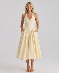 Danika | Midi Sundress with Halter Neck and Full Skirt