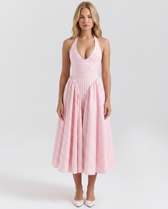 Mari | Halter Midi Sundress with Full Skirt