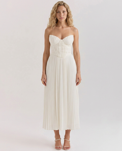 Cleo | Pleated Maxi Dress with Strapless Bodice