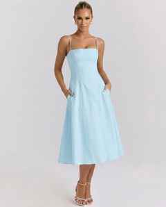 Norma | A-Line Midi Sundress with Pockets
