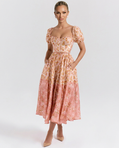 Mattie | Poppy Print Puff Sleeve Midi Sundress