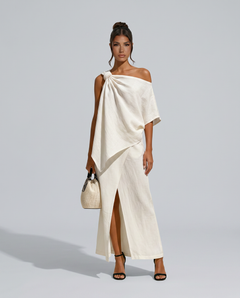Amy | Textured Linen-Blend Asymmetric Skirt