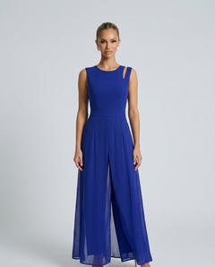 Silvia | Sleeveless Jumpsuit with Chiffon Overlay