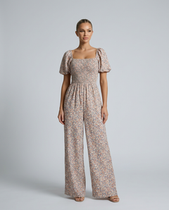 Ollie | Floral Wide-Leg Jumpsuit with Square Neck