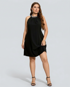 Natalie | Mini Dress with Embellished Halter Neck