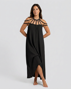 Celeste | Pleated Maxi Dress with Cut-Out Neckline